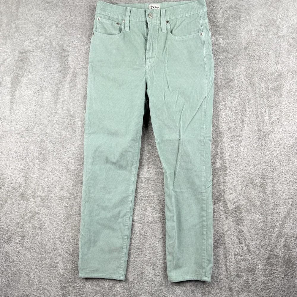 J.Crew Pants Womens 26 Vintage Slim Straight Mint Green Corduroy‎ Cotton Blend